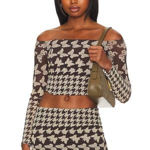 Antonina Top in Brown Butterfly